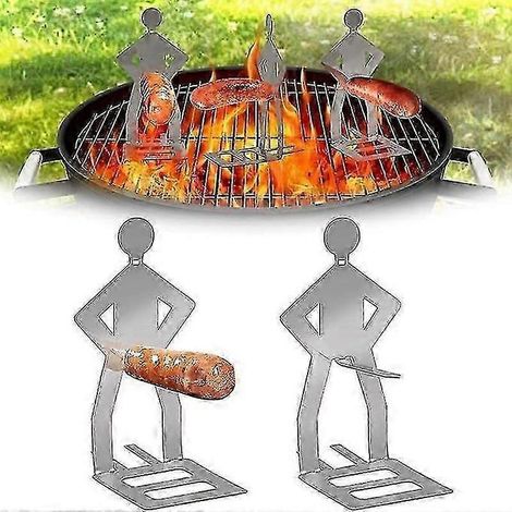 Ensemble de 2 fourchettes à saucisses en acier inoxydable pour barbecue, compatibles avec le jardin. (1/5)