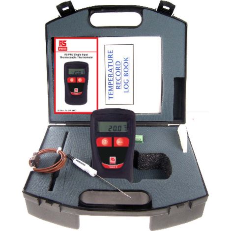 Thermomètre numérique RS PRO, 1 voie de mesure pour E, J, K, N, R, S, T ( Prix pour 1 ) (1/2)