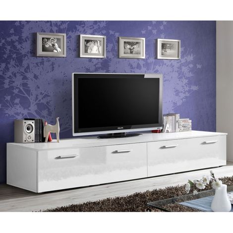 Meuble TV Design "Duo" 200cm Blanc (1/4)
