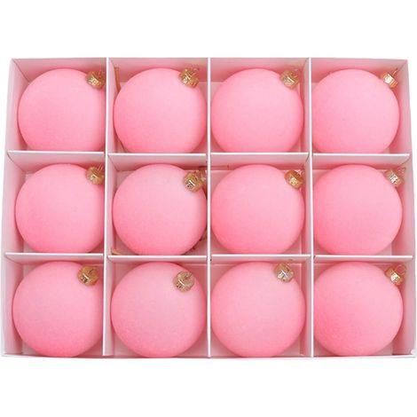 Boules De Noël - Velours Floqué - Diamètre 6 cm - Brun - Pour Arbre À Noël Cheminée Mur - Lot De 12 (1/5)