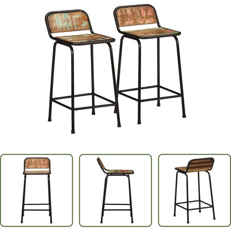 Massivholz - Barhocker 2 Stk. 46x35,5x80 cm Altholz Massivholz (1/5)
