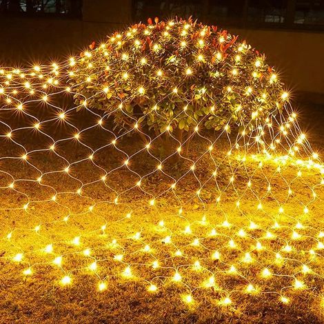 1 Guirlande lumineuse filet 2x2m, 144 LED, Blanc chaud, 8 modes, IP44, Intérieur Extérieur, Noël Jardin