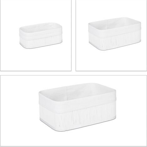 Lote de 3 cajas de almacenamiento de bambú decoración práctica baño 8 x 21,5 x 12 cm en bambú natural 130005960 (1/5)