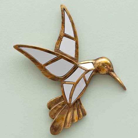 Miroir colibri résine doré 37x40cm (1/4)