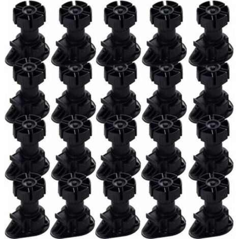 ALLIANDIS20 pieds de meubles réglables, clips de fixation, pieds de meubles de cuisine, pieds de table, avec embouts de base, adaptés à tous types de meubles de cuisine (80 mm - (1/4)