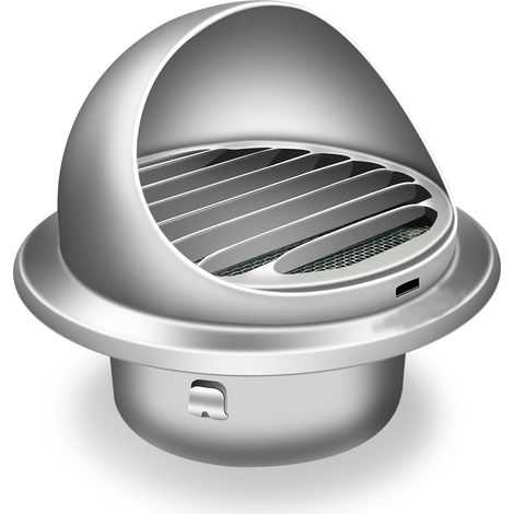 Aygrochy Grille d'aération 160mm avec chapeau, ronde en acier inoxydable 304, à visser, protection contre les insectes, à bride, grille d'aération à lamelles