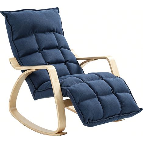 Fauteuil à bascule Toris repose pieds réglable bleu foncé (1/5)
