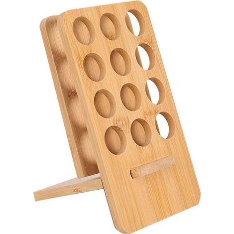 Présentoir en bois à 12 emplacements pour flacons d'huiles essentielles de 15 ml, compatible avec les flacons de parfum d'aromathérapie DoTERRA. (1/5)
