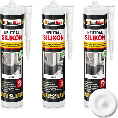 Neutralsilikon Naturstein Silikon Granit Marmor Sanitär Inn/Auß 3 x 300ml Weiss (1/5)