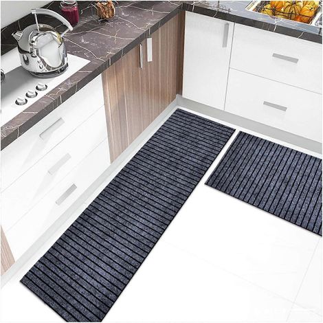 Tapis de cuisine long et lavable, tapis d'entrée de cuisine, revêtement de sol extérieur antidérapant pour terrasse (gris, 50 x 80 cm) (1/4)