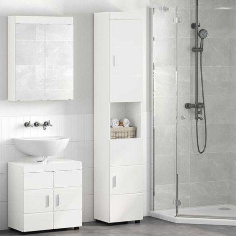 Bathroom Cabinet Set TULUM High Gloss White 37 x 31.5 x 203 cm vidaXL