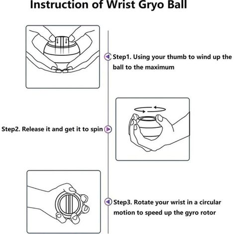 Balle de renforcement du poignet auto-activée, balle gyroscopique portable pour le renforcement du poignet, noire avec lumière (1/5)