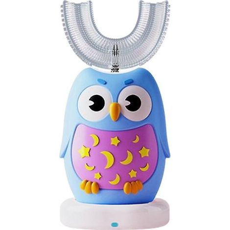 Elektrische Zahnbürste für Kinder von 2 bis 6 Jahren, U-förmig, mit weichem Silikonbürstenkopf. 360°-Mundreinigung. Farbe: Blau. (1/5)
