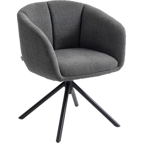 Fauteuil pivotant rembourré avec coque d'assise confortable, revêtement douillet, supporte 120kg - Gris foncé 59x58.5x78.5cm (1/5)
