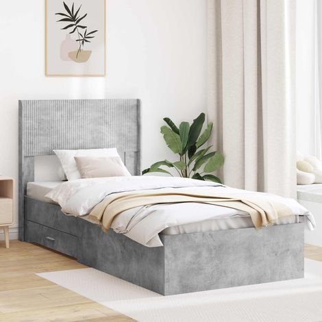 vidaXL Bettgestell mit Stauraum und Kopfteil Betongrau 75 x 190 cm (1/5)