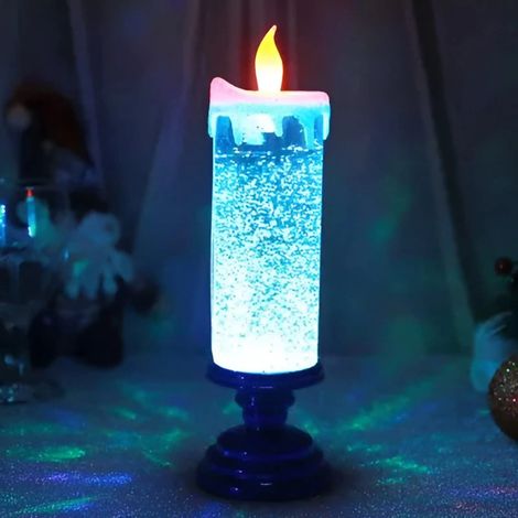 Bougie Led Sans Flamme - Changement De Couleur - Étanche - Rotation Avec Paillettes - Décoration De Noël - 1 Pièce (1/5)
