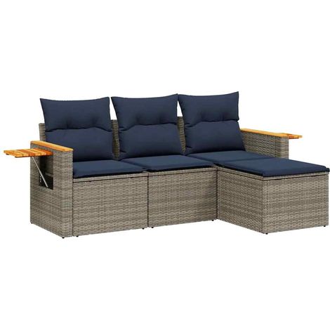Maison Exclusive - Set Divani da Giardino 4 pz con Cuscini Grigio in Polyrattan