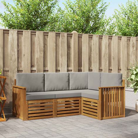 Sofagarnituren 4 pcs Natürlich und Hellgrau Massivholz Akazie (1/5)
