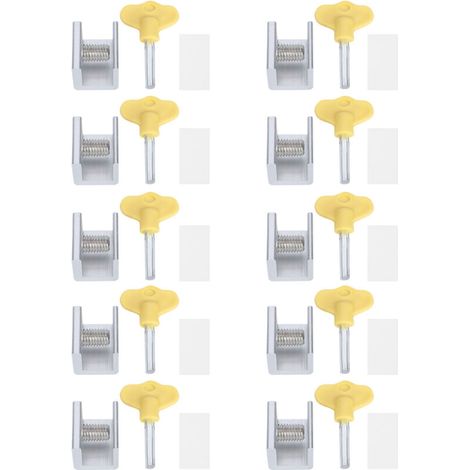 10 sets of aluminum sliding door and window locks, sliding window security locks, aluminum alloy sliding security lock caps with keys (1/5)