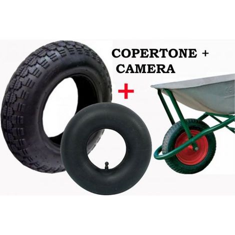 COPERTONE PNEUMATICO 3.50-8 + CAMERA D'ARIA 3.50- 8 PER RUOTA CARRIOLA (18379/1) (1/3)