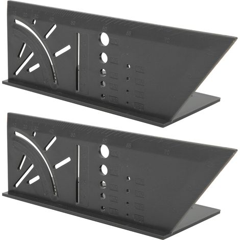 Règle à tracer multifonction 2 pièces ABS plastique carré outil de menuiserie main marquage gris foncé (1/5)