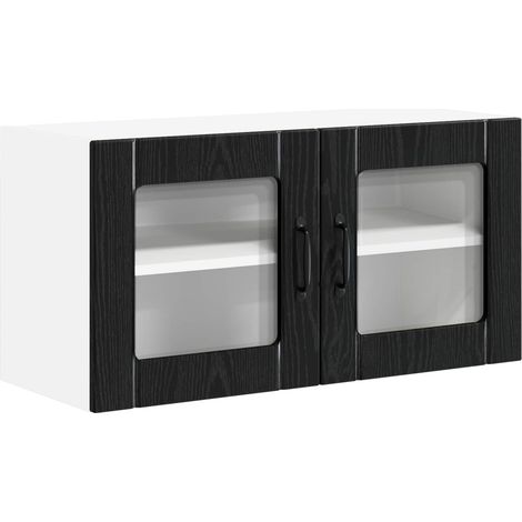 Maison Exclusive - Cabinet en verre mural LUCCA Chêne noir 80 x 31 x 40 cm (1/5)