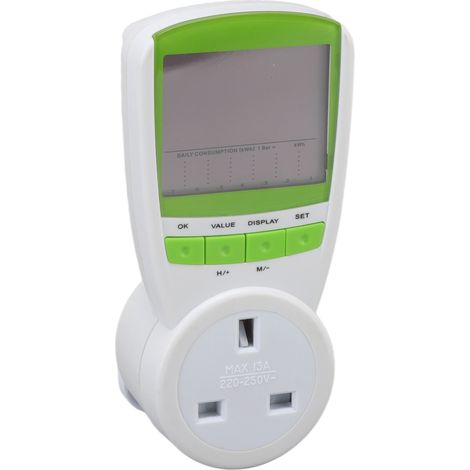 Prise de Mesure Électrique 230V avec Fiche UK, Analyseur de Consommation Énergétique, Courant et Tension (1/5)