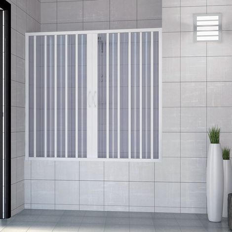 Idralite – Pare-baignoire pliable en pvc blanc 150 cm – Ouverture centrale – Dimensions ajustables jusqu'à 170 cm – Installation réversible (1/5)