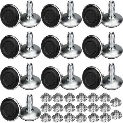 Lot de 20 pieds de meuble réglables en métal M8 x 20 mm, pieds de nivellement pour table avec écrous fraisés (1/3)