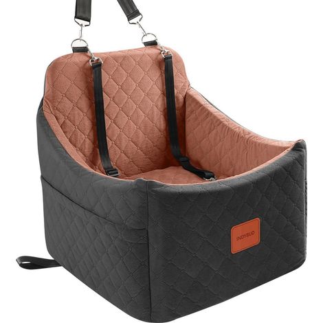 Siège auto rehausseur pour chien petit/moyen, lavable, avec poches, noir/marron (1/5)
