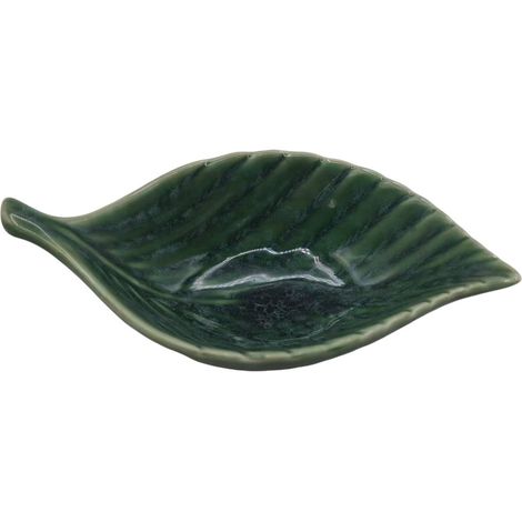 Cuenco de cer谩mica con forma de hoja, 15 cm, hierbas para mojar, salsa, aperitivos, verde, 200 ml
