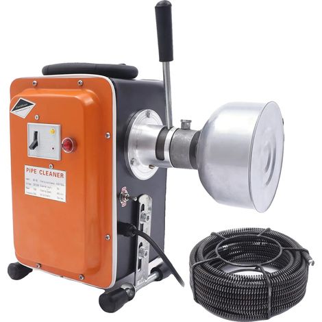Déboucheur Électrique, Moteur de 750W, Longueur de 20m, Vitesse de 400tr/min, Matériau en Fer, Protecteur de Fuite Intégré (1/5)