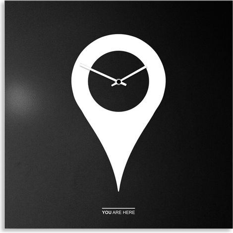 Dekorative moderne Wanduhr quadratisch 50x50 cm You Are Here - Schwarz - Weiß (1/3)