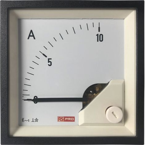 Ampèremètre analogique de panneau V c.a. RS PRO, Echelle 10 (Input)A, 72mm x 72mm ( Prix pour 1 ) (1/3)