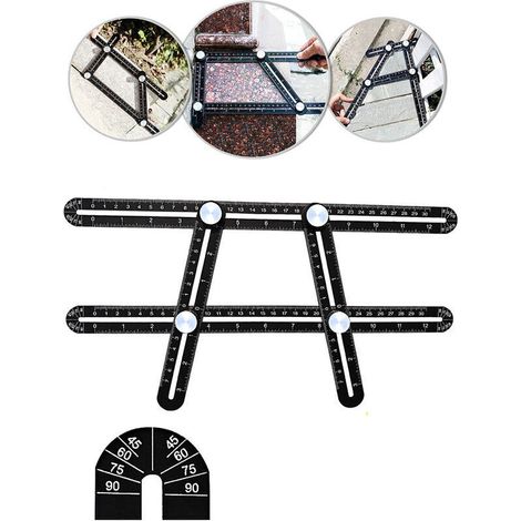 Outils de menuiserie Alliage d'aluminium règle quadruple mobile multifonctionnelle Rapporteur de mesure 30cm