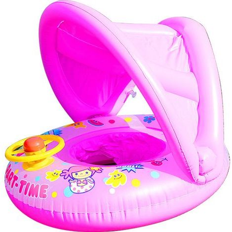 Flotteur de natation pour bébé, siège gonflable avec anneau de natation pour bébé avec auvent, flotteur d'aide à la natation pour enfant nouveau-né de 3 à 72 mois (1/5)