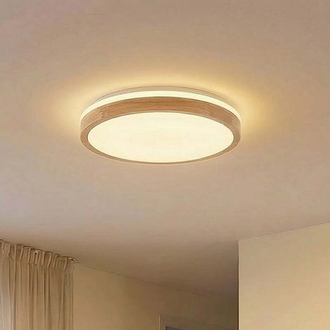 [NEUWERTIG] B-Ware Lindby Deckenlampe Leuchte Emiva LED dimmbar Holz weiß Ø49cm CCT 30W 9cm (1/2)