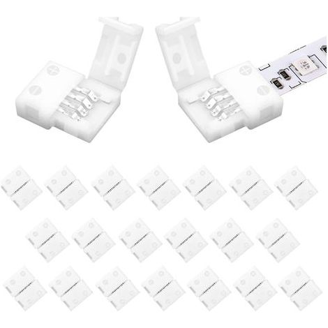 20PCS Connecteur Ruban LED Connecteur LED 4 Broches Blanc, Connecteur Ruban LED 8mm pour Bande LED RGB SMD 2835 3528 (1/5)