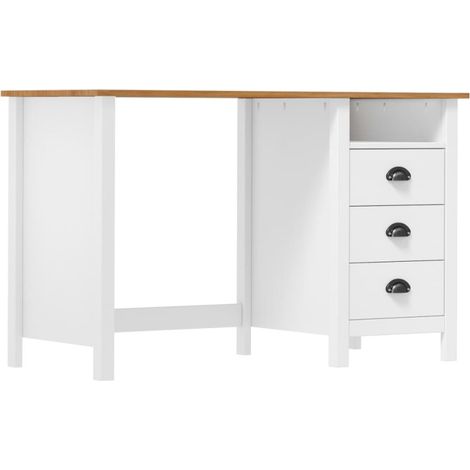 Vidaxl – Bureau droit 120x50x74 cm en pin massif – 3 tiroirs et étagère – Design simple et élégant – Facile à assembler (1/7)