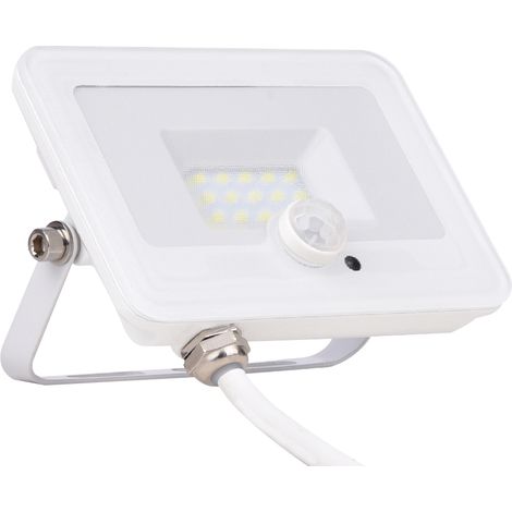 Projecteur plat + détecteur de mouvement IP65 1000lm - Blanc - Voltman (1/4)