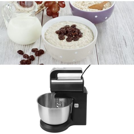 Batidora eléctrica – 500 W, capacidad de 3 l, bol de acero inoxidable, incluye varillas, gancho amasador y accesorios para amasar y preparar alimentos. (1/5)