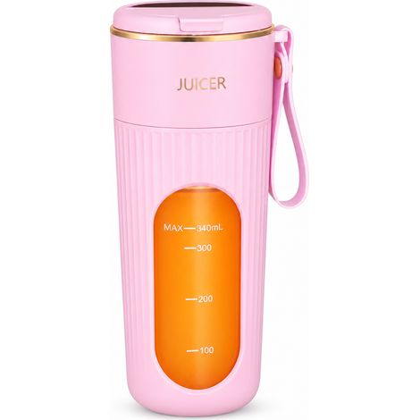 Blender Portable Rechargeable avec Gobelet, 10 Lames, 340 ml, Rose (1/5)