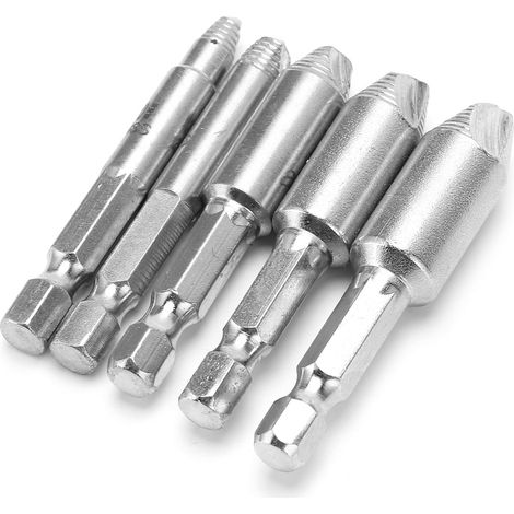5-teiliges Schraubenausdreher-Set aus Hochgeschwindigkeitsstahl mit Sechskantgriff, Ausdreher für abgebrochene oder beschädigte Schrauben, Bohrer (1/5)