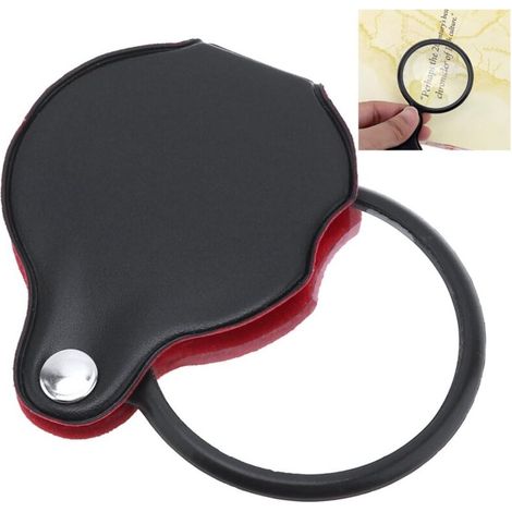 [NEVER USED] Mini 8X pocket magnifier made of optical glass with a protective cortical case, for office, reading, and leisure.