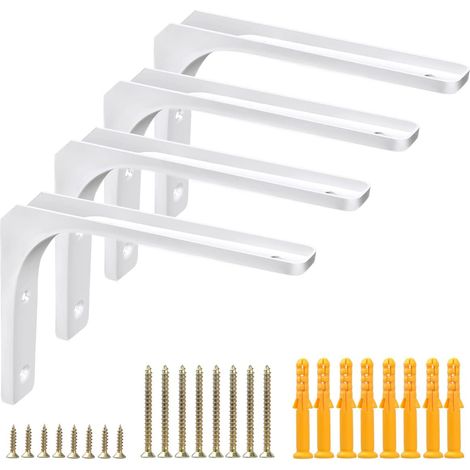 Wandregalhalterung, 4 Stück, 20 cm, weiße Wandregalhalterung aus Metall, Regalstütze, robuste Regalhalterung für Küche und Garage (1/5)