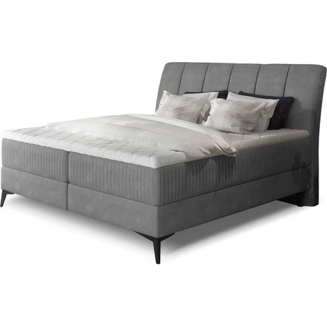 Lit continental moderne avec matelas velours gris Brato-160x200 (1/5)