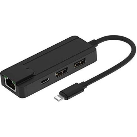 Adattatore Ethernet Lightning-RJ45 per iPhone e iPad – Compatibile con iOS 12-17 – Connessione cablata ad alta velocità (10/100 Mbps) – Certificato MFi