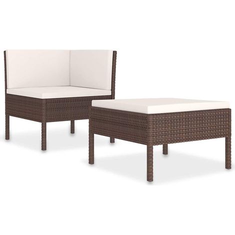 Salon de jardin 2 pcs Contemporain, Ensemble repas de jardin, avec coussins Résine tressée Marron OIB7468E (1/5)
