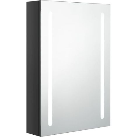 Armoire de salle de bain à miroir LED Noir brillant 50x13x70 cm 2 (1/5)