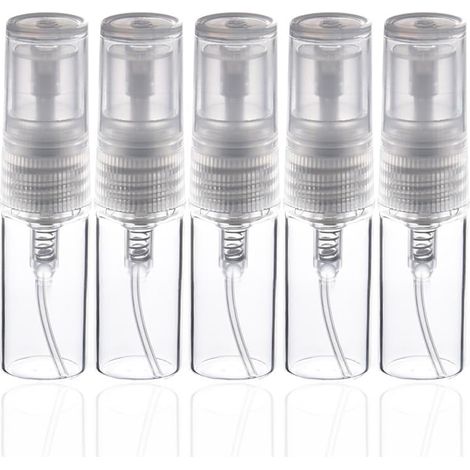 Lot de 5 mini flacons vaporisateurs de parfum en verre transparent rechargeables pour voyage (3 ml)